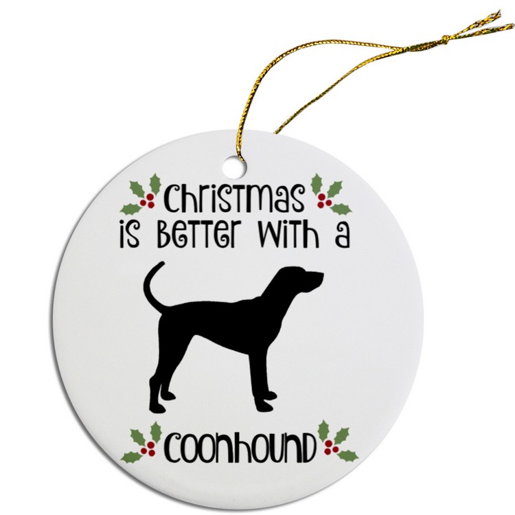 Breed Specific Round Christmas Ornament Coonhound